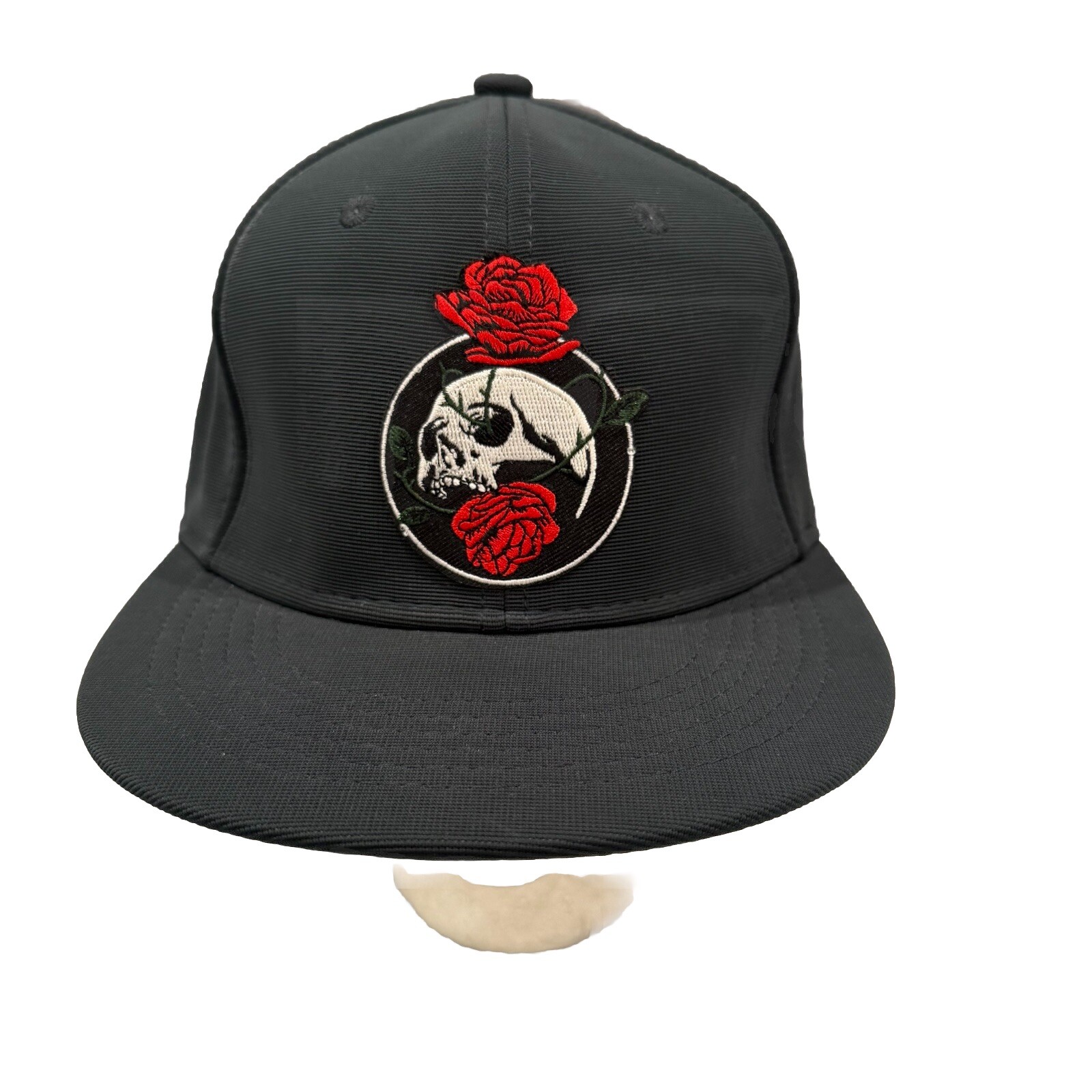 Rose Skull Red White Black Hat Cap Snapback EUC See Photos
