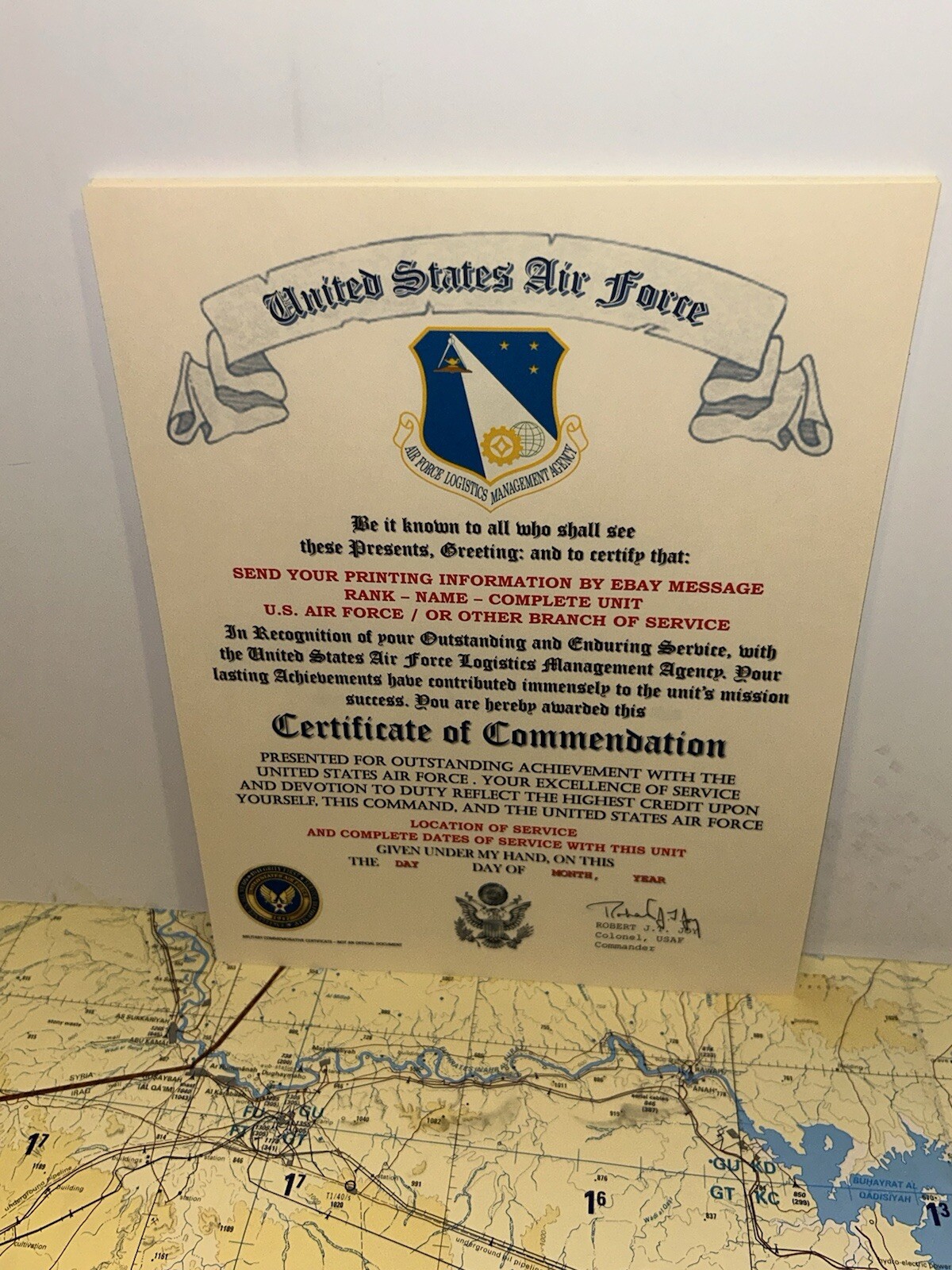 U.S.A.F. / AIR FORCE LOGISTICS MANAGEMENT AGENCY - CERTIFICATE OF COMMENDATION