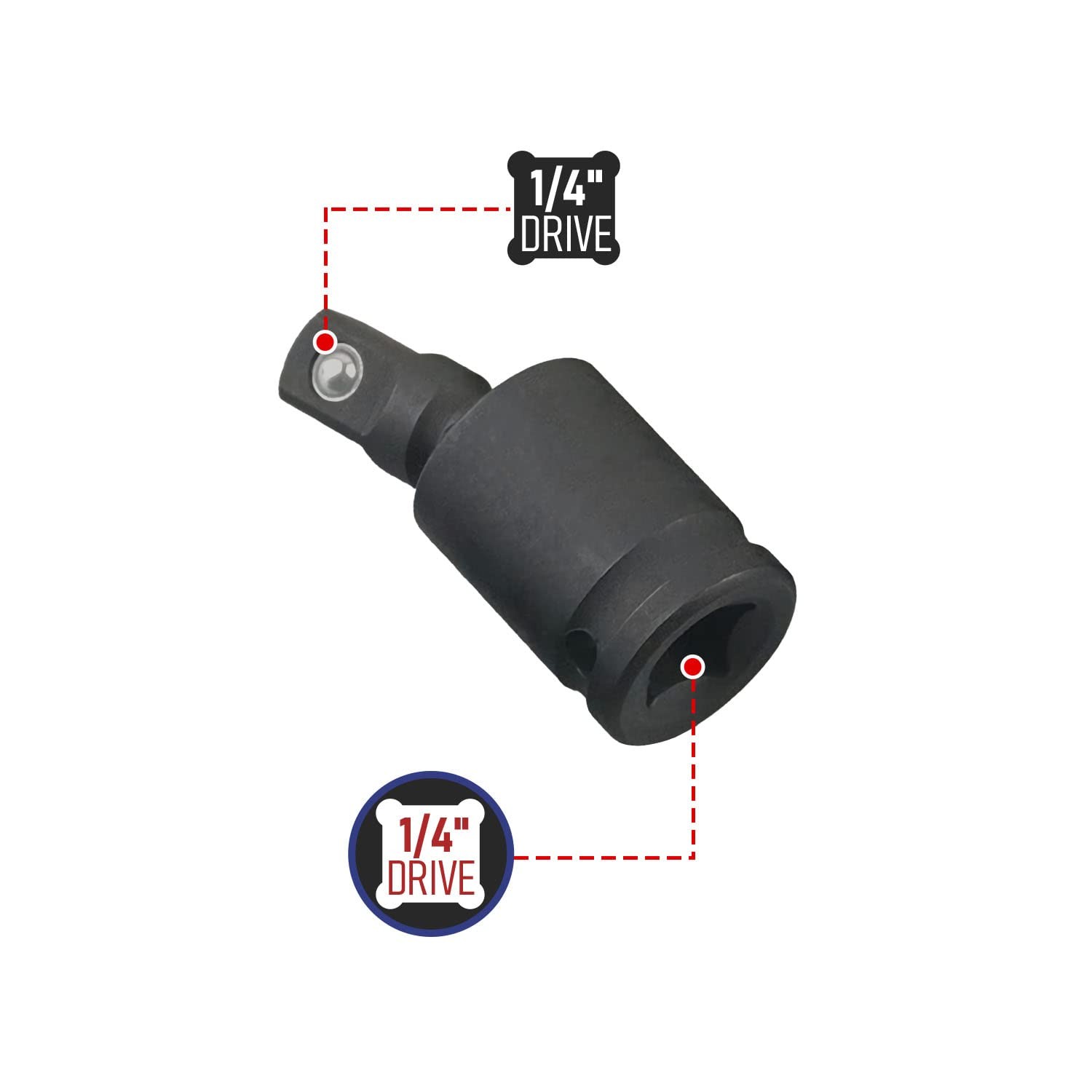 1/4" Universal Joint Swivel Socket Adapter, Black Impact Socket Extension