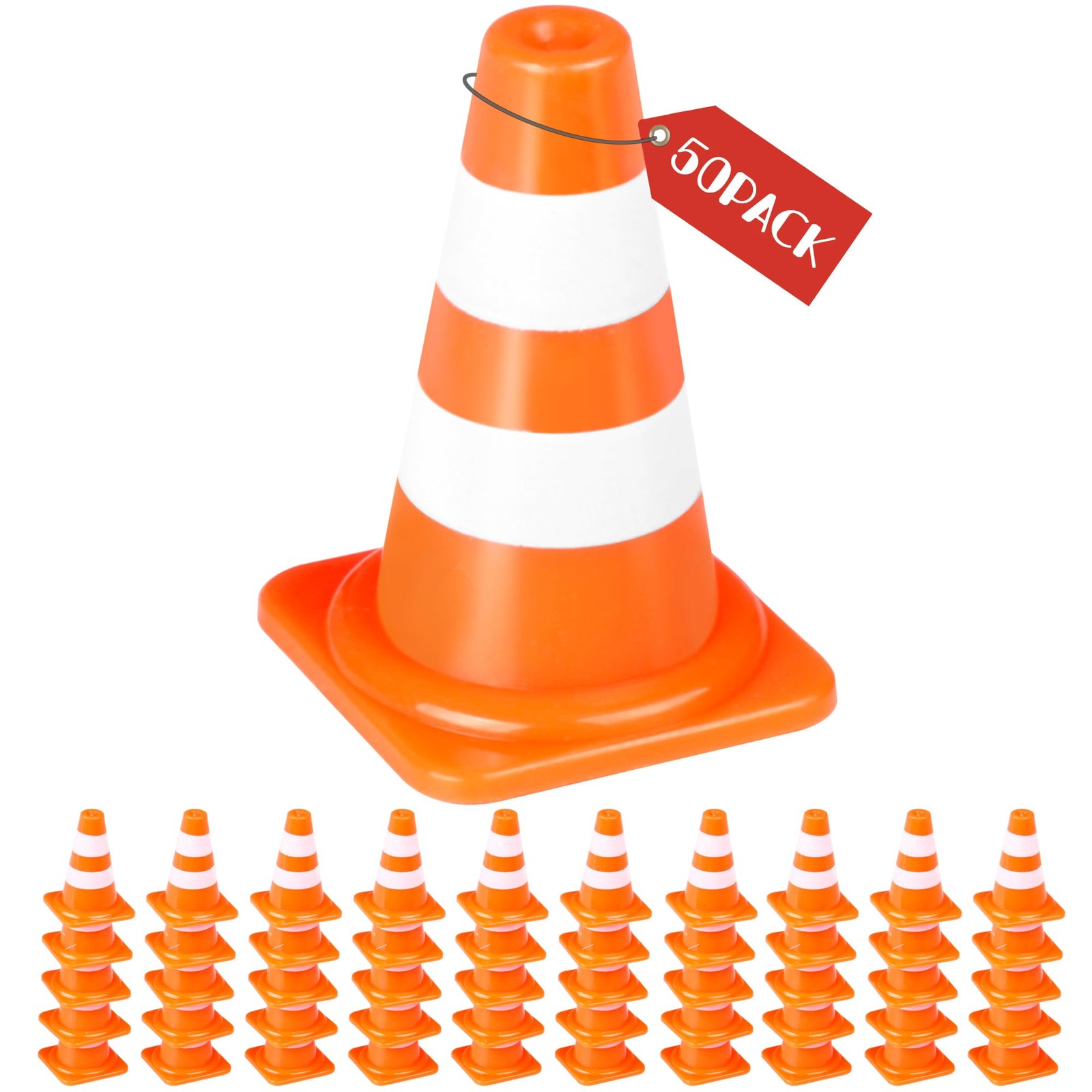 Alyoen 50Pcs 1" Mini Traffic Cones Small Tiny Toy for Kids, 1inch, 50-pack