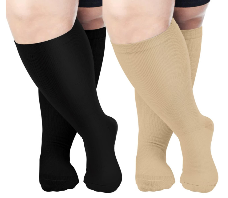 NEW Aoliks Men's 2 Pack Wide Extra Large Knee High Support Socks Size 3XL