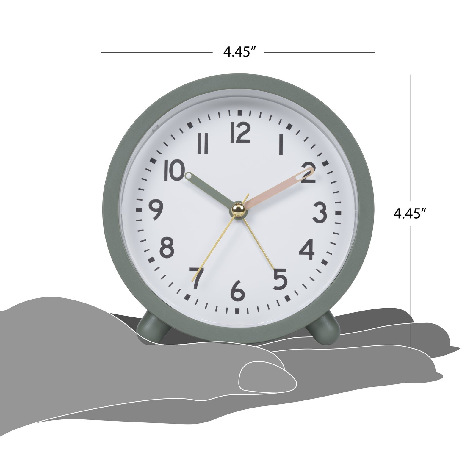 Green Mini Analog Alarm Clock Compact