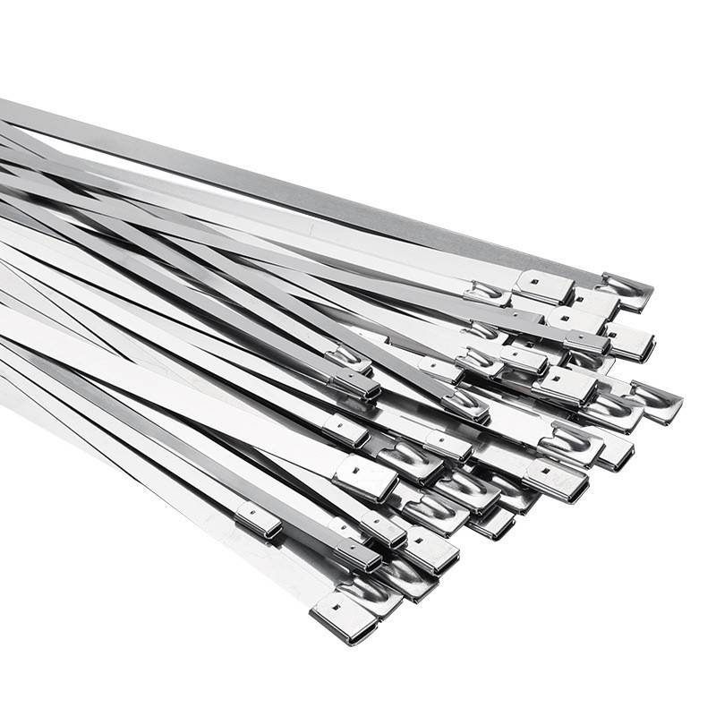 50pcs 150mm stainless steel cable zip ties metal exhaust wrap self locking tie