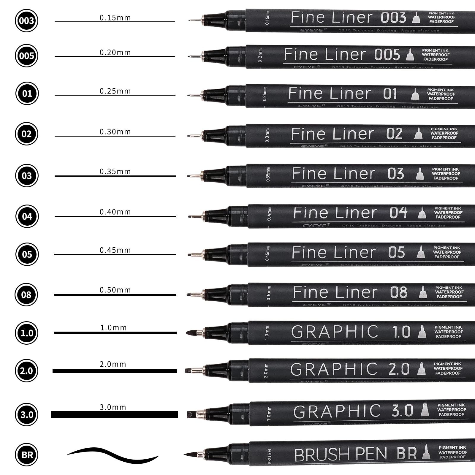Micro Fineliner Pens, Black Drawing Art Pens,12 Archival Pen Waterproof Ink S...