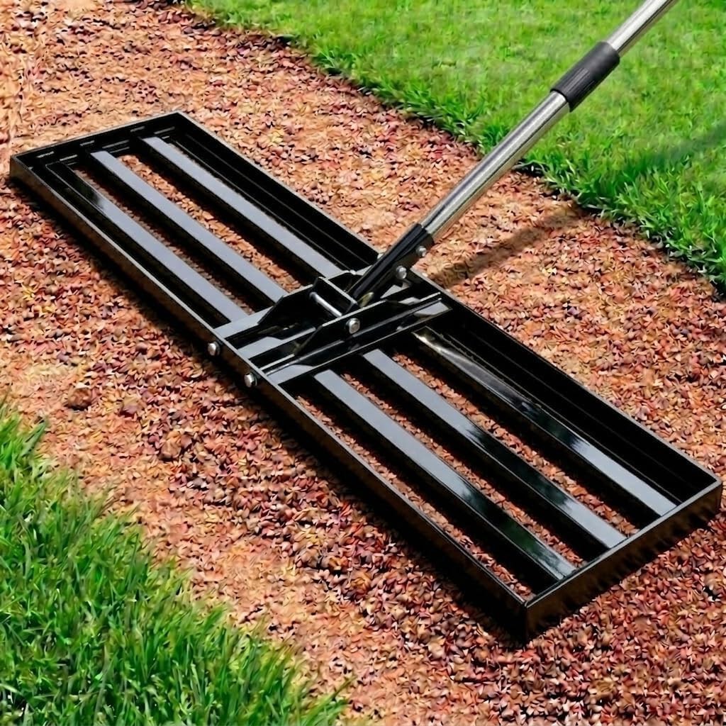 Lawn Leveling Rake 30"x10" Heavy Duty Tool with 72" Adjustable Handle