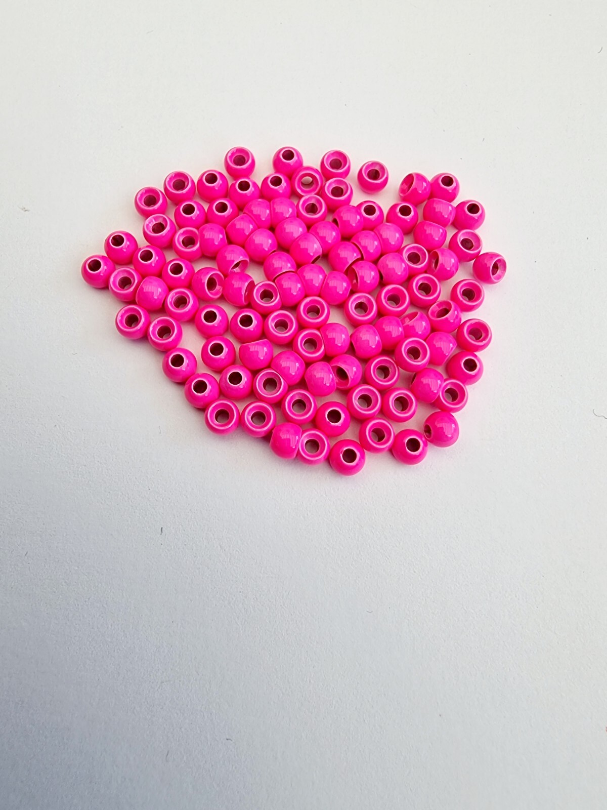 Fly Tying Materials 3.3mm 50 Packs Florescent Pink Countersunk Brass Beads.