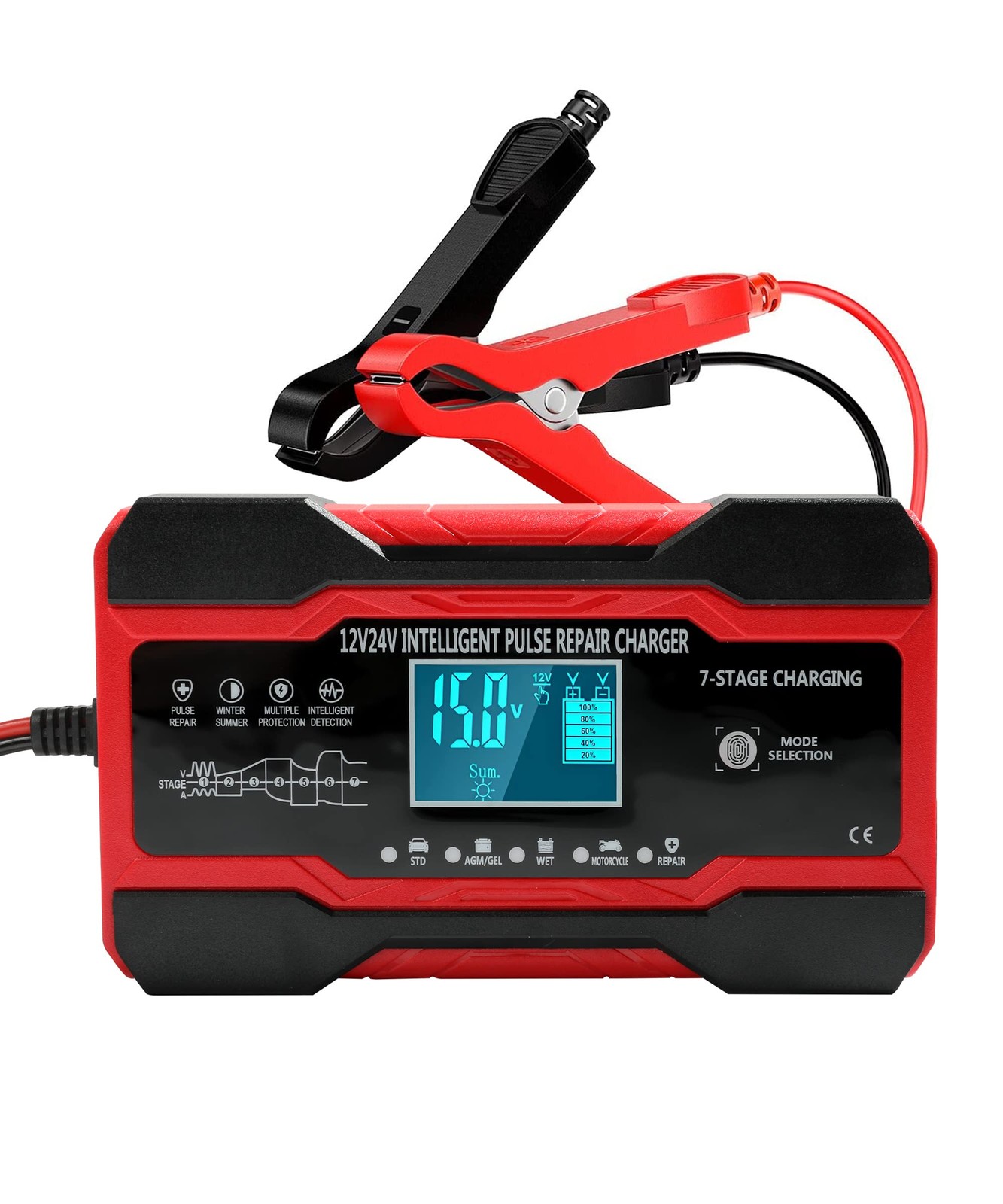 AOCISKA 8-Amp Car Battery Charger,12V and 24V Fully Automatic Smart Battery...