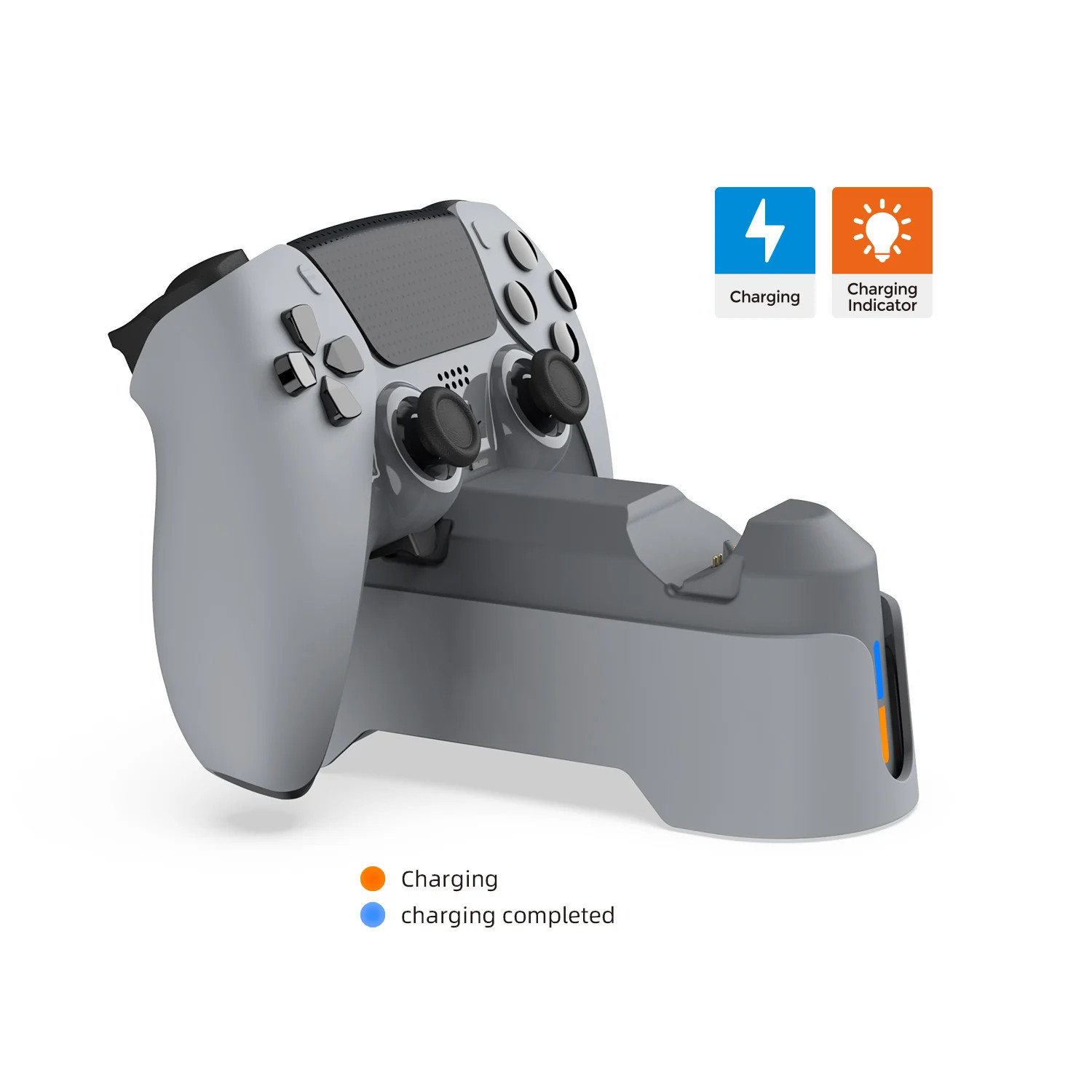 PS5 Dual Controller Charging Dock Fast 30th Anniversary Grey Lighting Stand USA