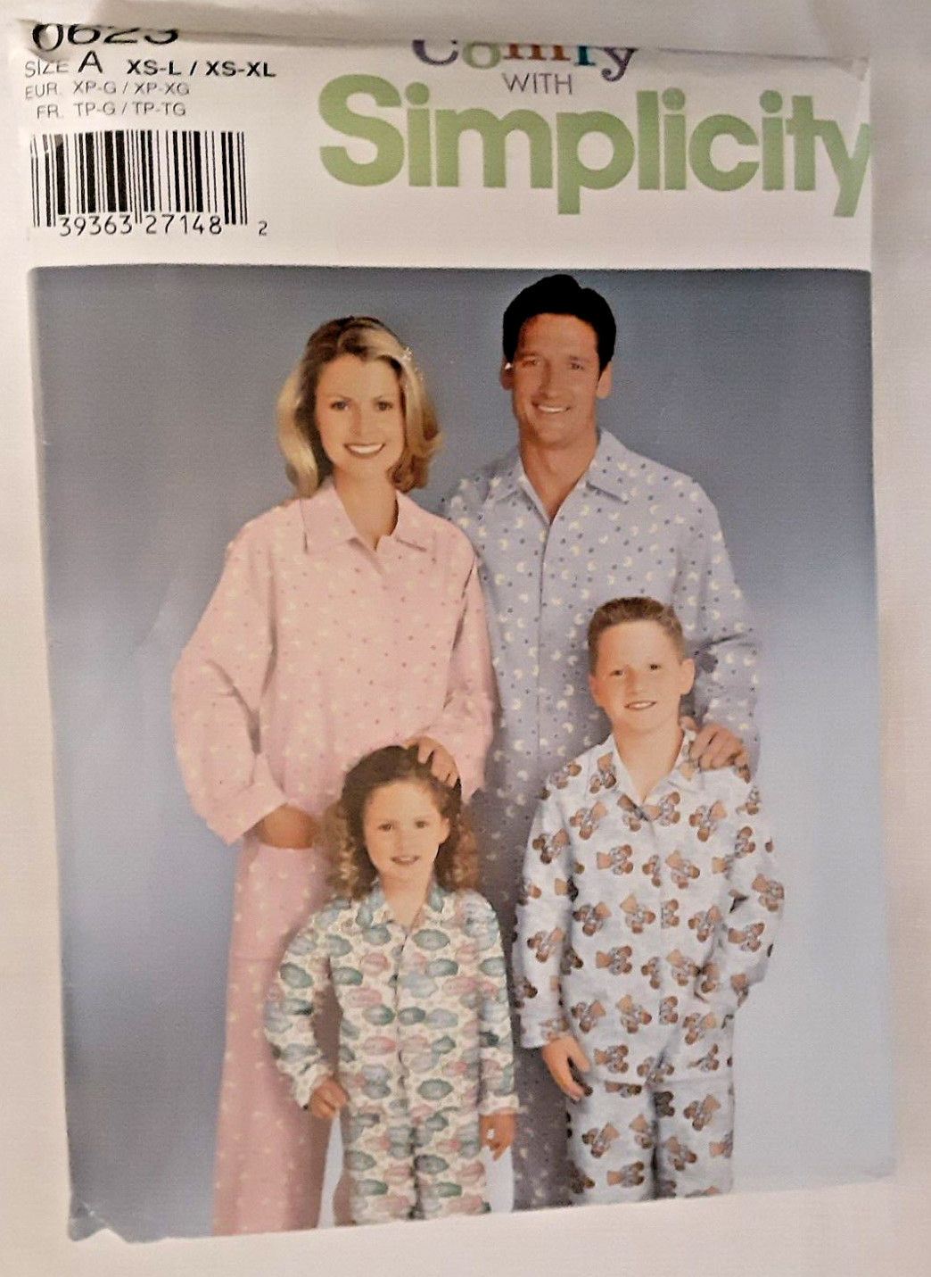 Simplicity Pattern 0623 Unisex Teen Adult Pajamas PJs Sewing Craft Project 623 H