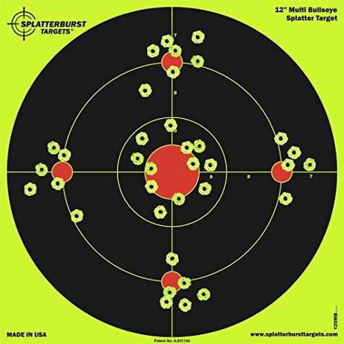 50 Pack Targets - 12 inch Multi-Bullseye Splatter Target - Easily See Your Shots