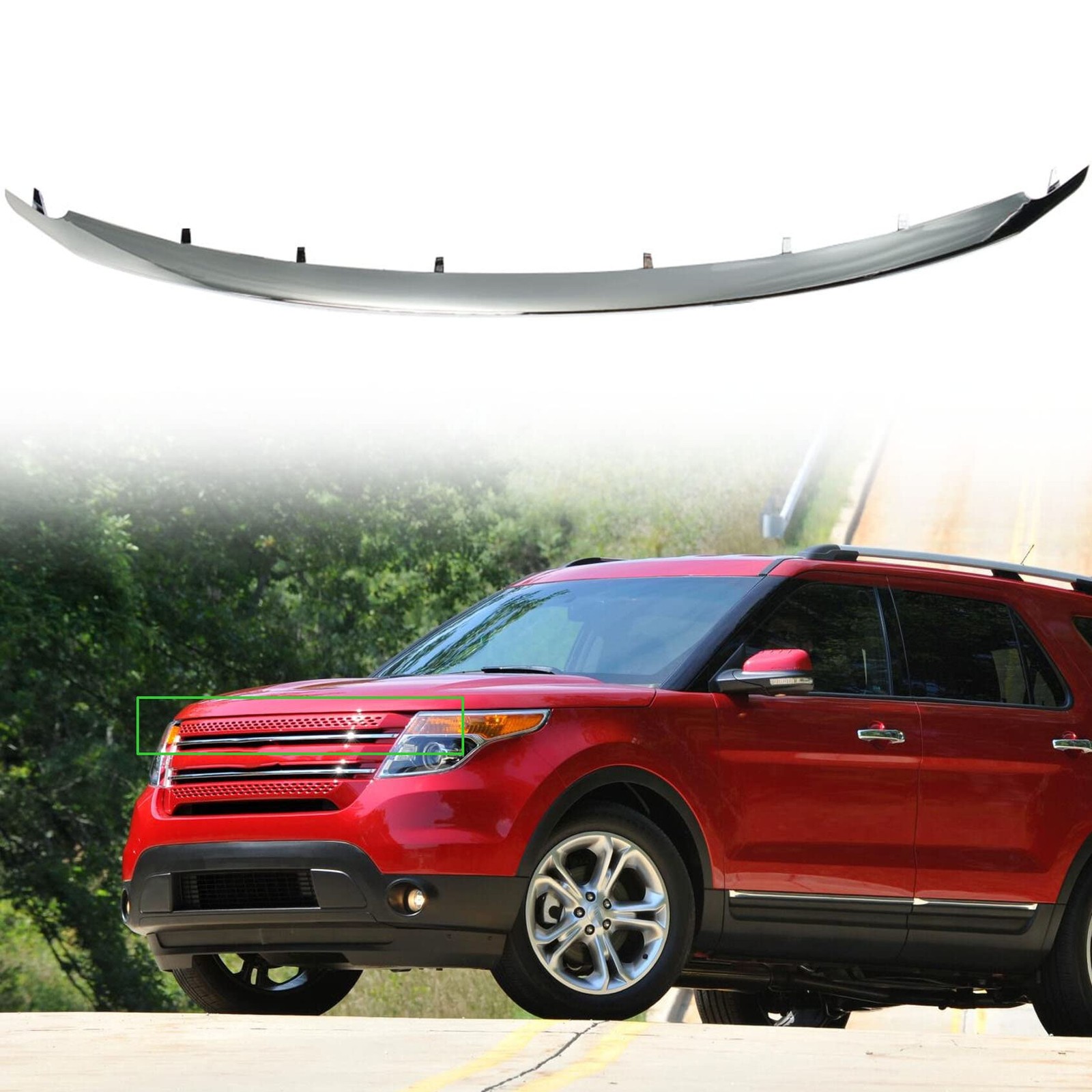 ANTUKO Grille Upper Molding Trim Strip Replacement for Upper, Chrome