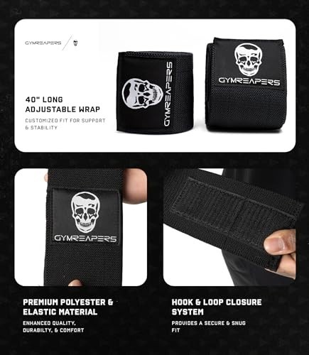 Weightlifting Elbow Wraps - Flexible 40'' Compression Strap & Joint Support Brac