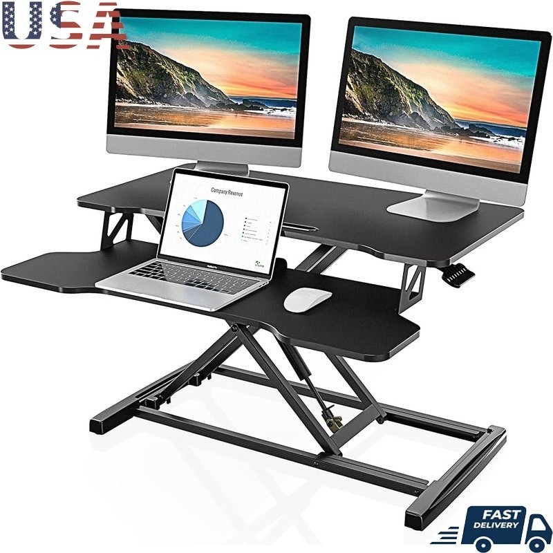 Adjustable Standing Desk Converter Sit Stand Workstation Dual Gas Spring 31.5 US