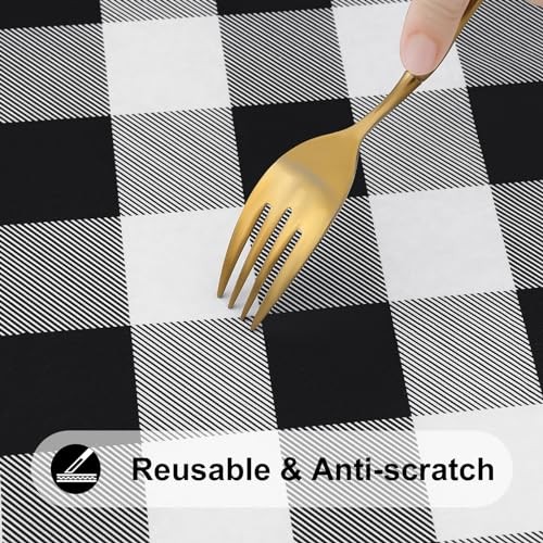 Square Picnic Table Cloth, Elastic 34" x 34" (Square) Black and White