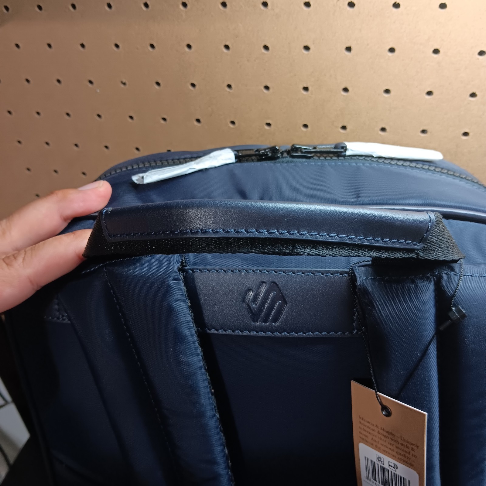 Johnston & Murphy Backpack Navy Blue Nylon Adjustable Straps Pockets New $245