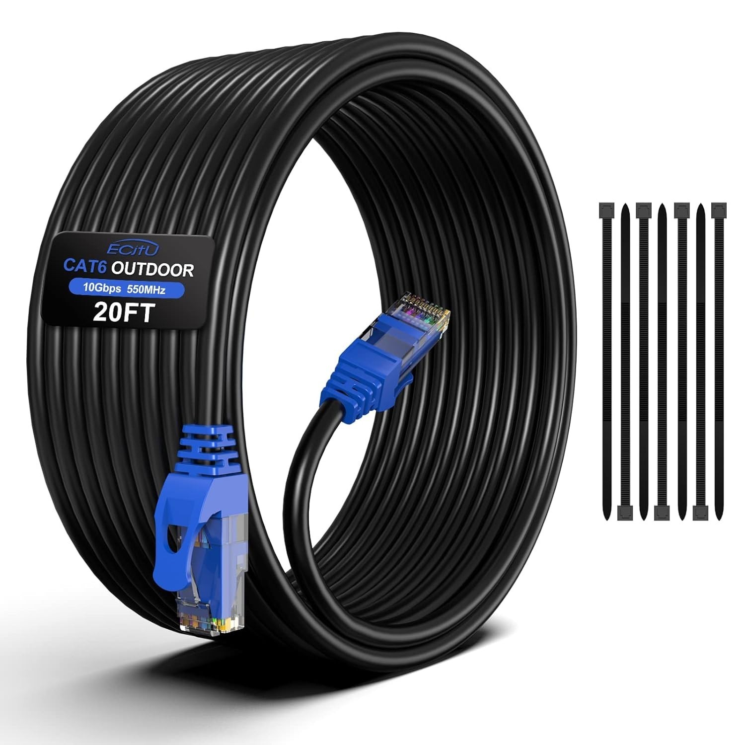 150FT Cat6 Outdoor Ethernet Cable In-Ground Heavy Duty Direct Burial 24AWG CC...