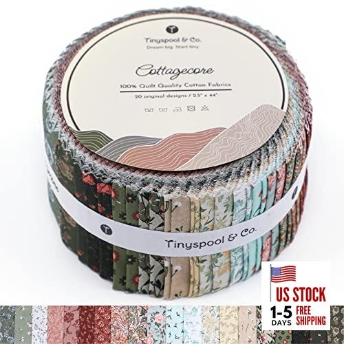 Jelly Roll Fabric Strips for Quilting, Crafting, and Sewing, 40 Cottagecore