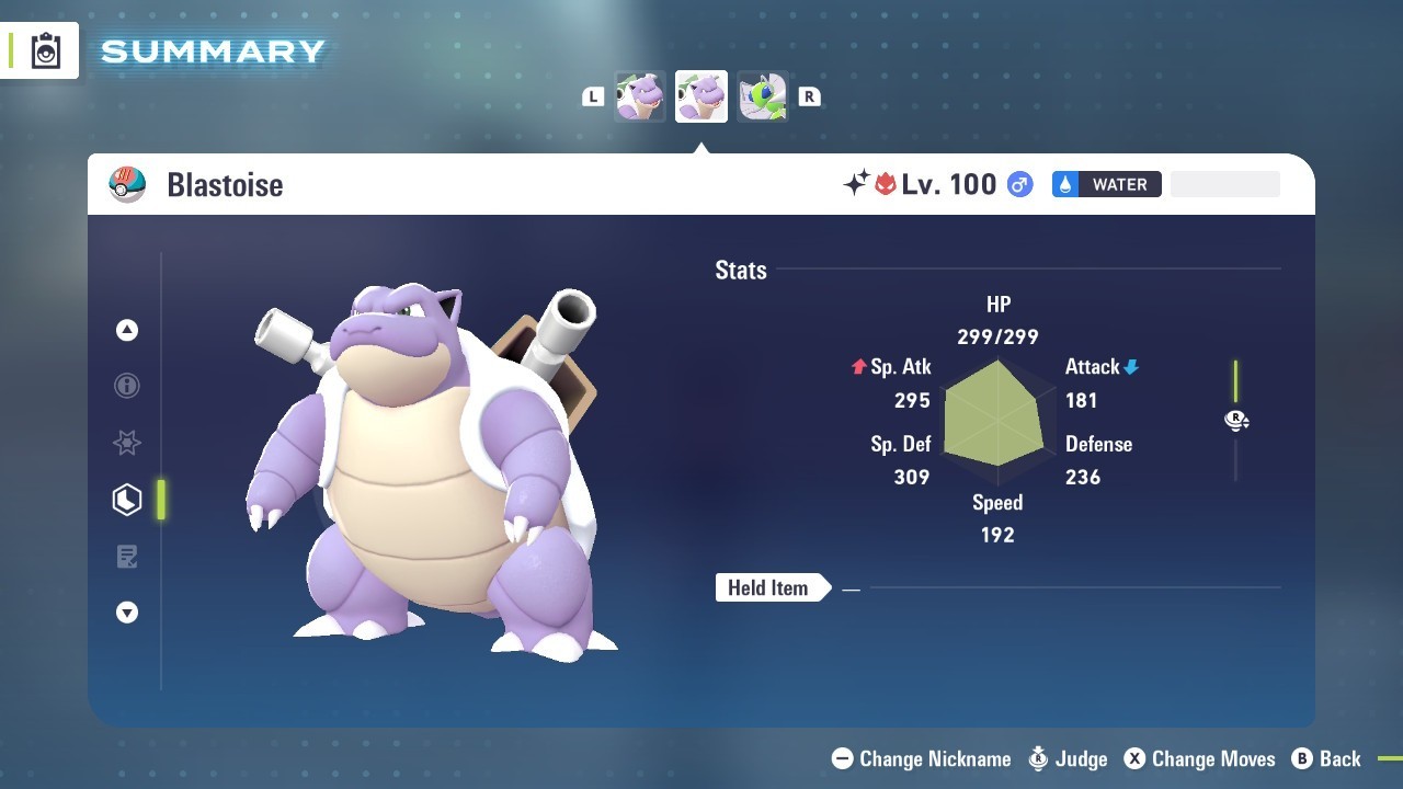 Blastoise Shiny Alpha 6IVs Battle Ready - Legends ZA