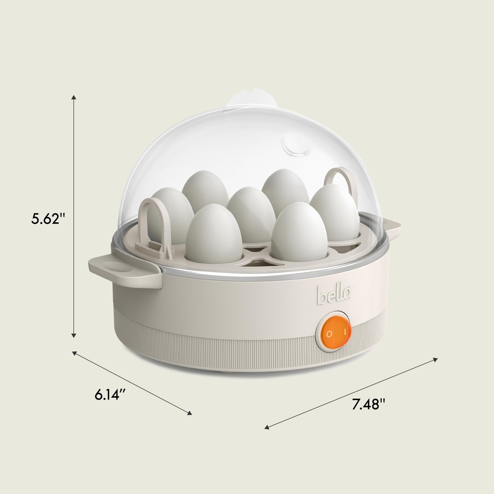 bella Electric Egg Cooker, 7 Eggs Capacity Tray, Single 7 Eggs, Oatmilk