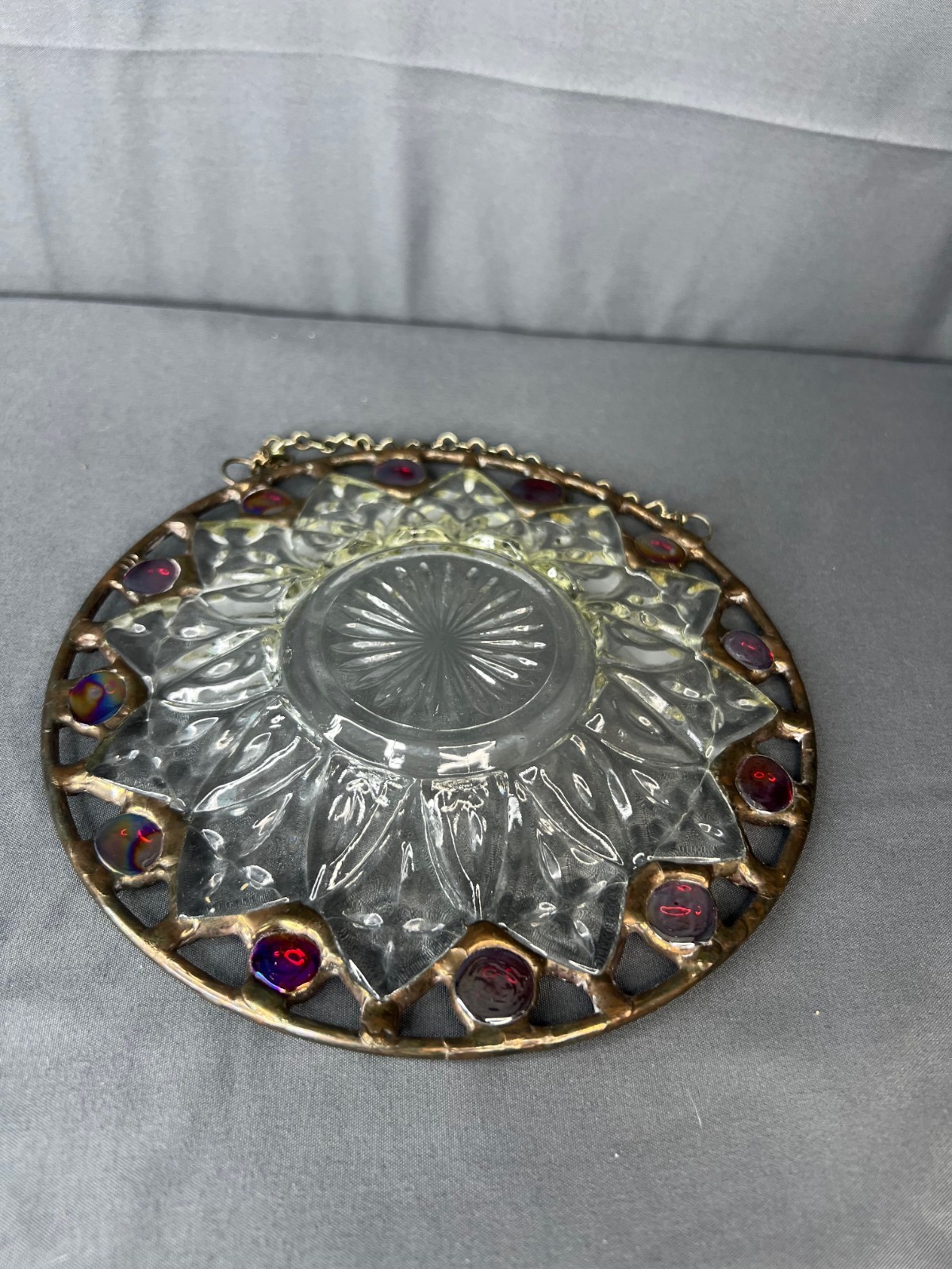 Glass Hanging Plate Decorative 7"