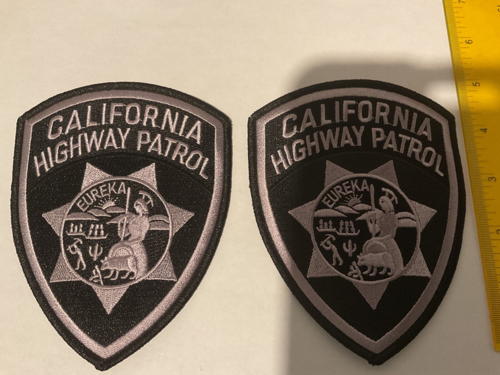 California Highway Patrol Black and Grey collectable Patch Set 2 pieces New