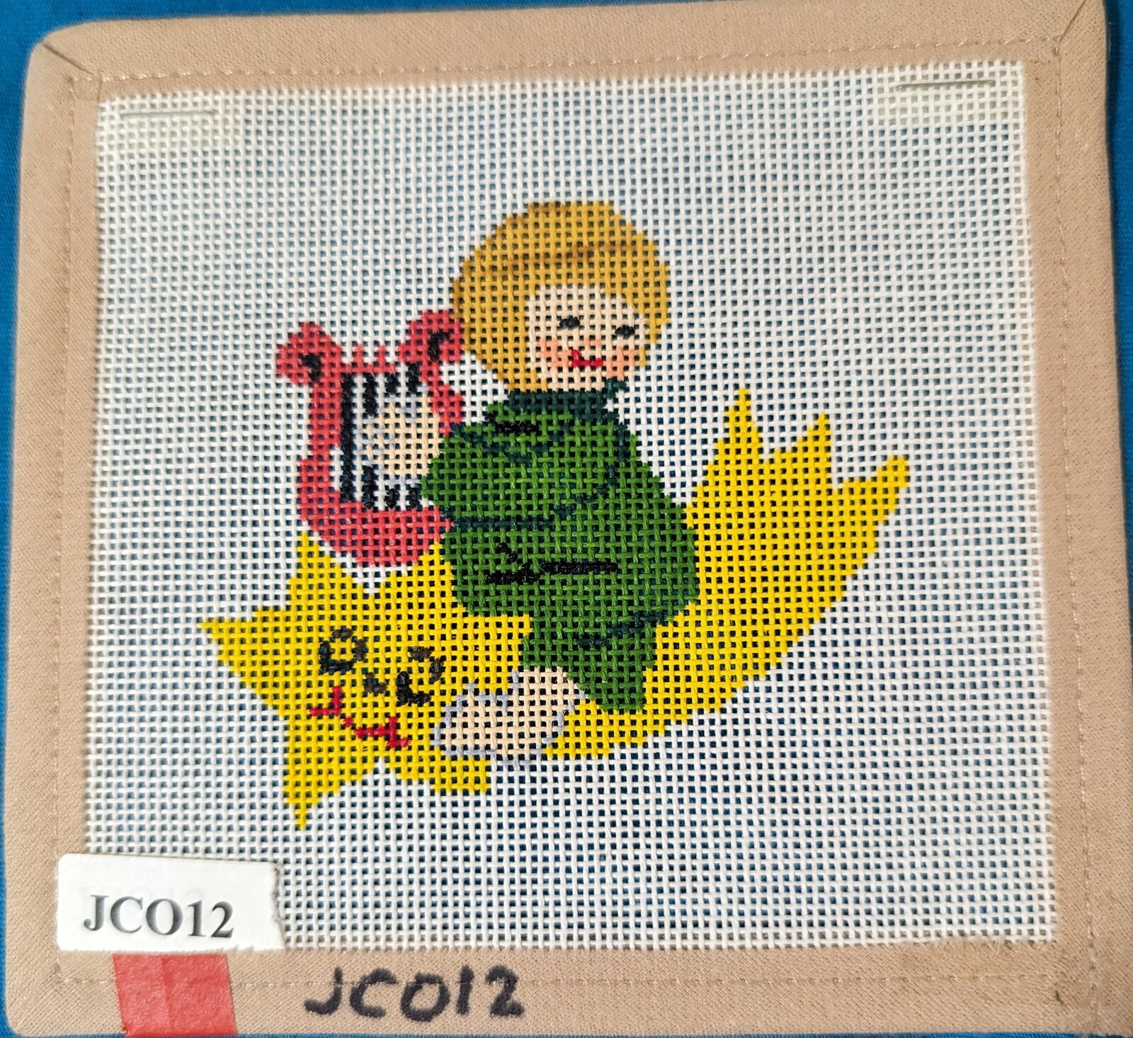 Angel On Star Ornament Hand Painted Needlepoint Canvas