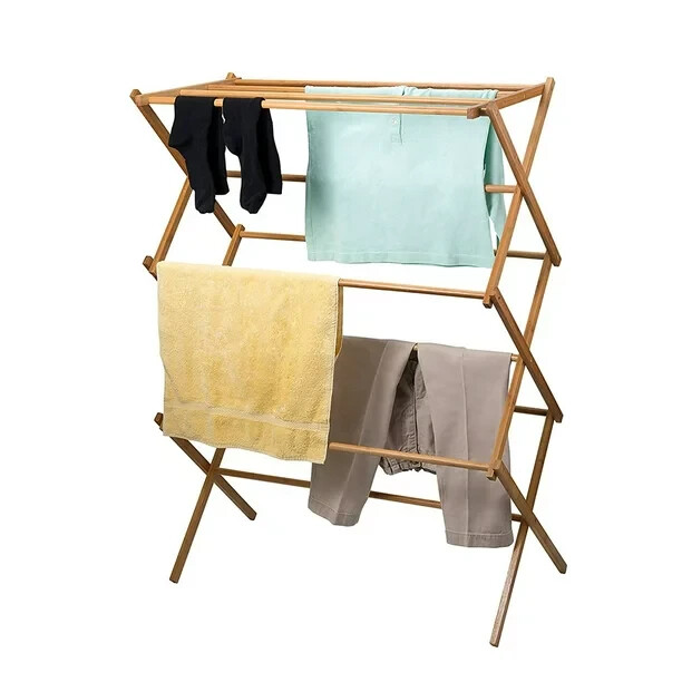 Heavy Duty Wooden Clothes Drying Rack - Bamboo