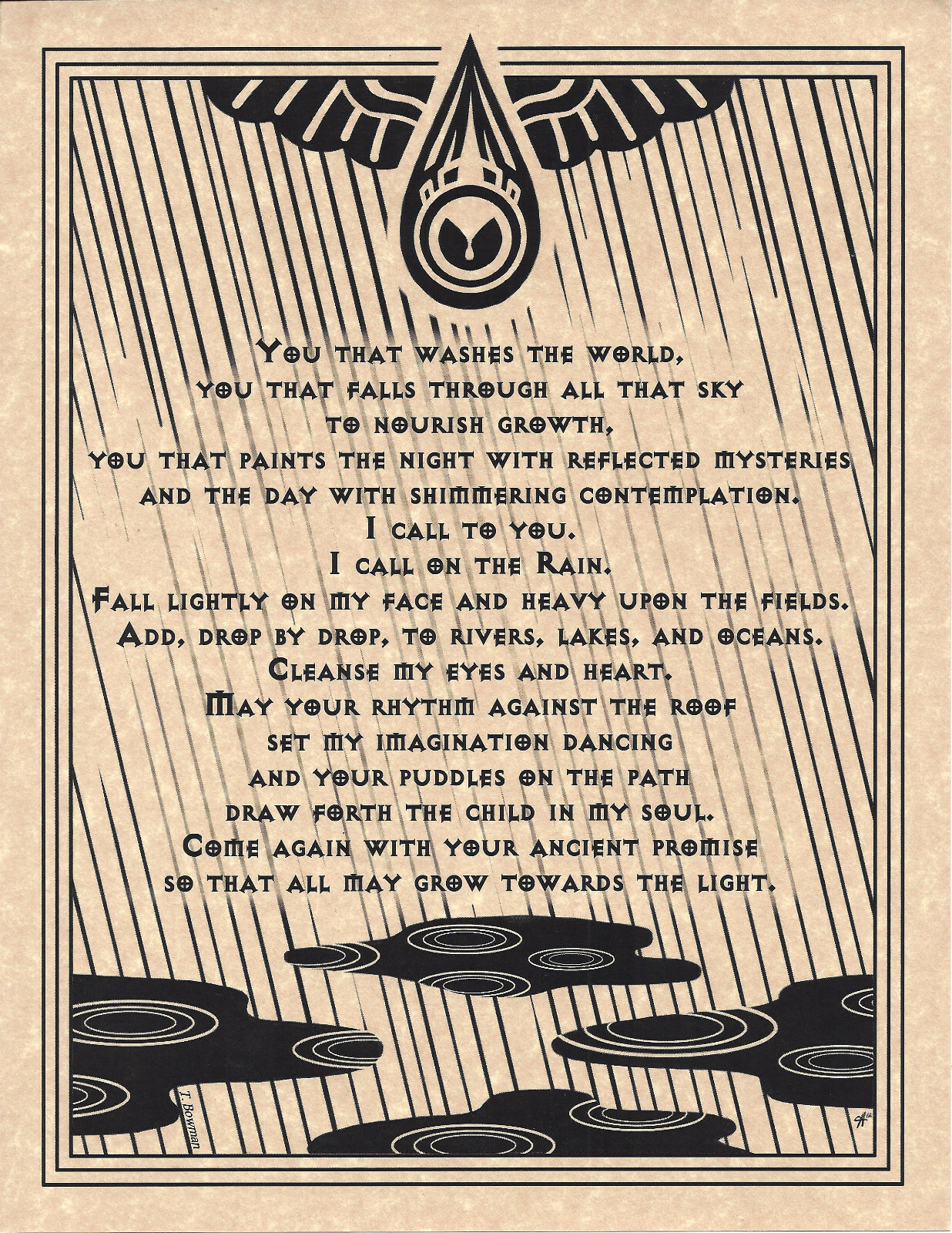 RAIN Prayer Spiritual Growth Pagan Wicca Book of Shadows Poster Page 8 1/2x11