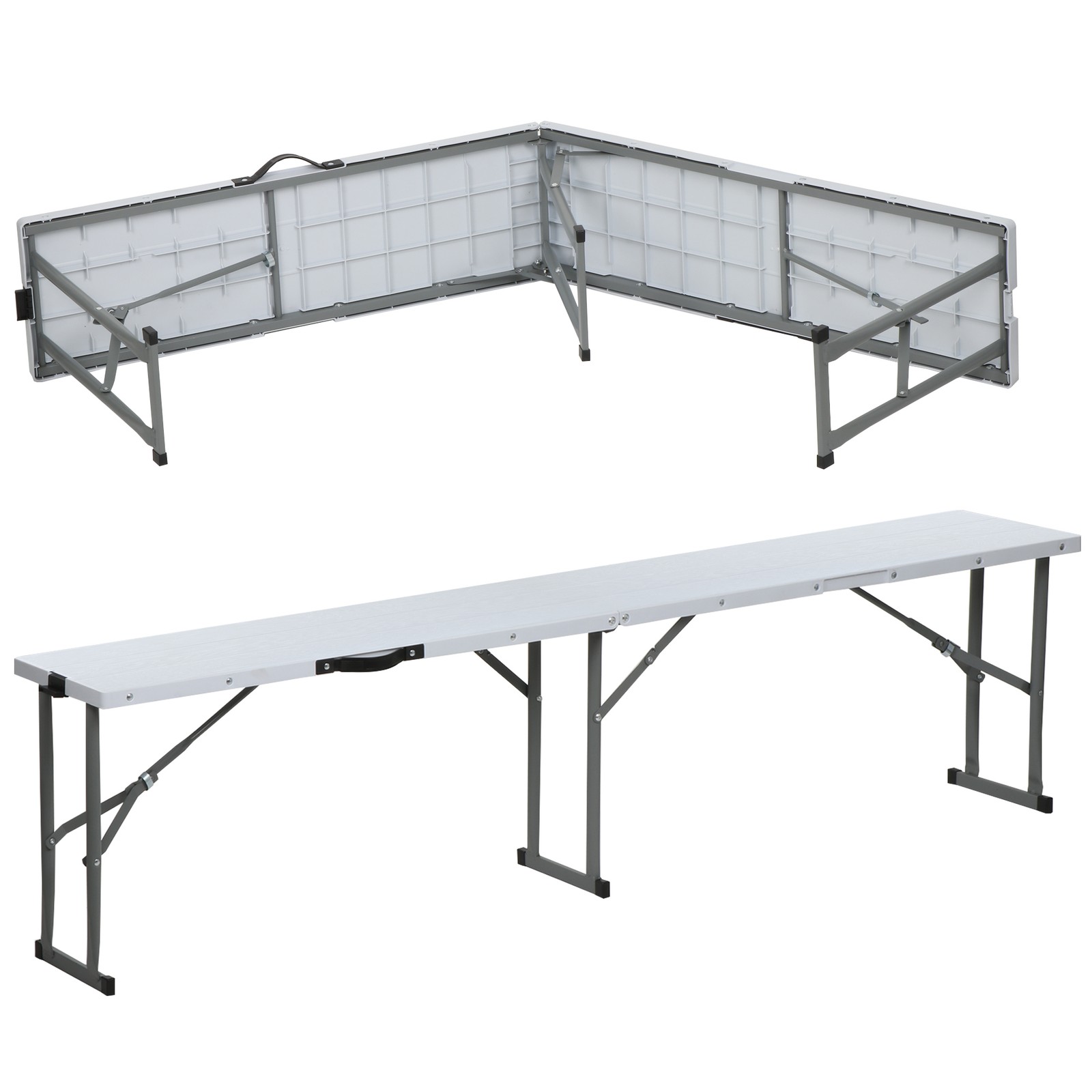 Compact Foldable Picnic Table with Storage Benches Weather Resistant HDPE Table