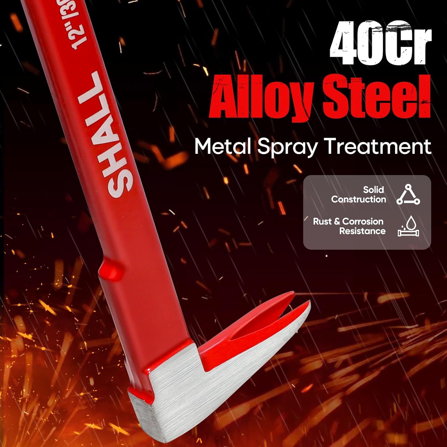 SHALL 3-Piece Nail Puller Tool Set, 12'', 10'', 8'' - Heavy Duty & Mini Cats Paw