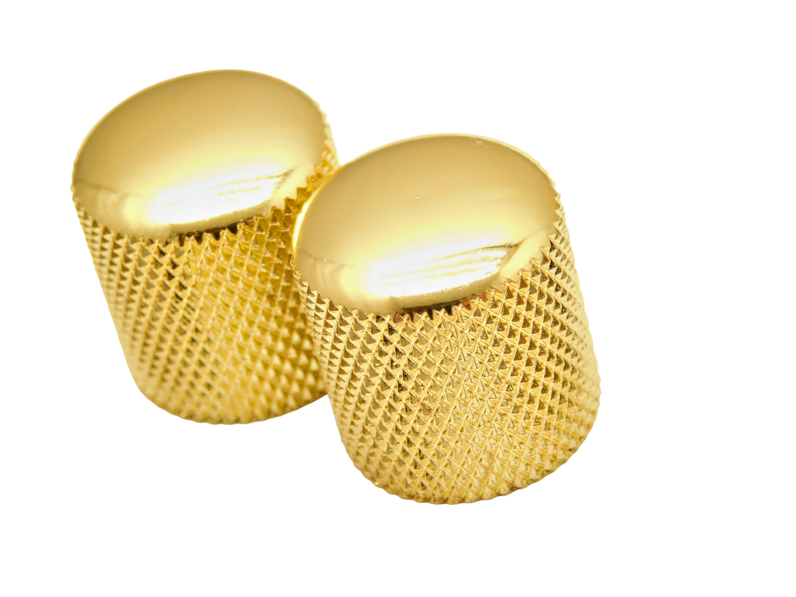 Gold Tele Dome Top Barrel Knobs (Fits Metric) Push On 2pc.