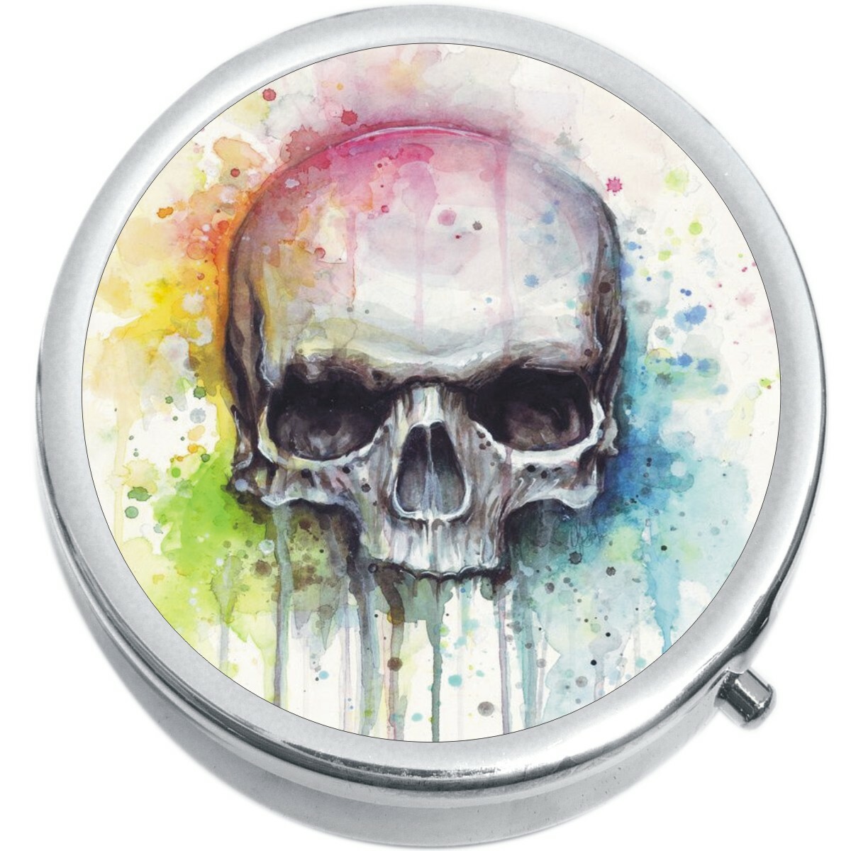 Rainbow Skeleton Skull Medicine Vitamin Pill Box