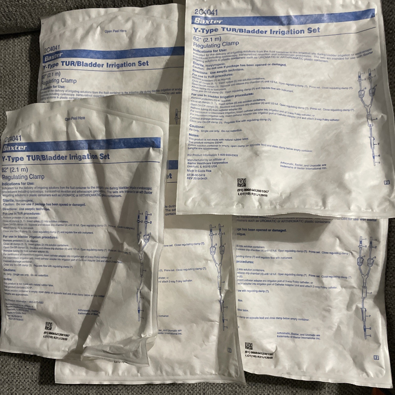 2 BAXTER Y-Type TUR/Bladder Irrigation Set 82' 2C4041