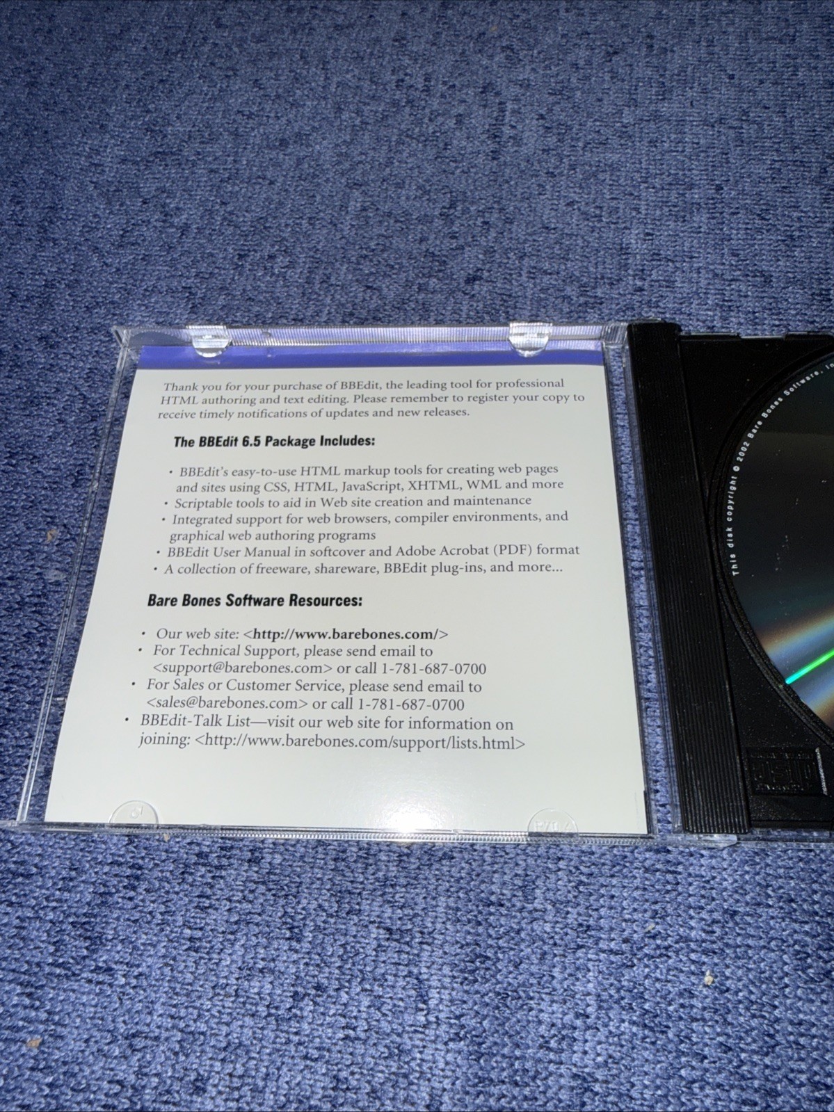 RARE VTG BBEdit Bare Bones Software 6.5.2 Premier HTML & Text Editor Macintosh