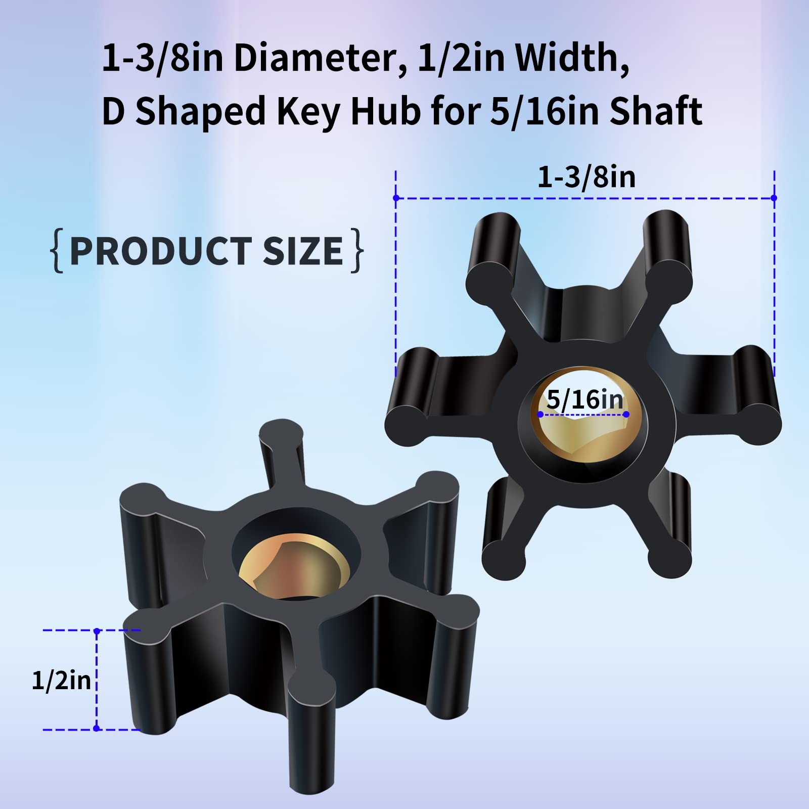 5 Pack Utility Pump Replacement Impeller for Water Small, Brass