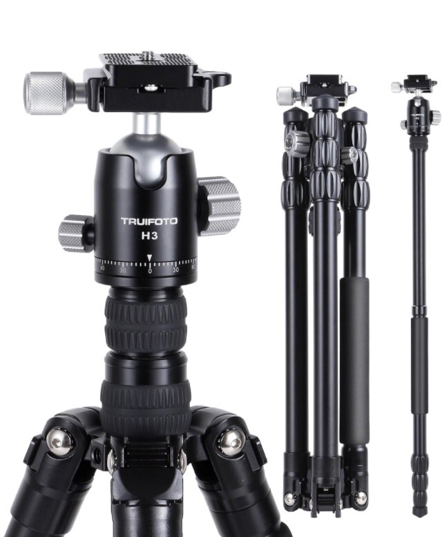 Truifoto Aluminum Alloy Tripod 71” 36 Lb capacity Load  ( Black)