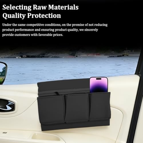 Black Leather Door Side Armrest Box for Car Window—Multifunctional Storage Box