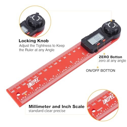 Digital Angle Finder Protractor 7 Inch LCD Display 0.1 Degree Resolution Lock