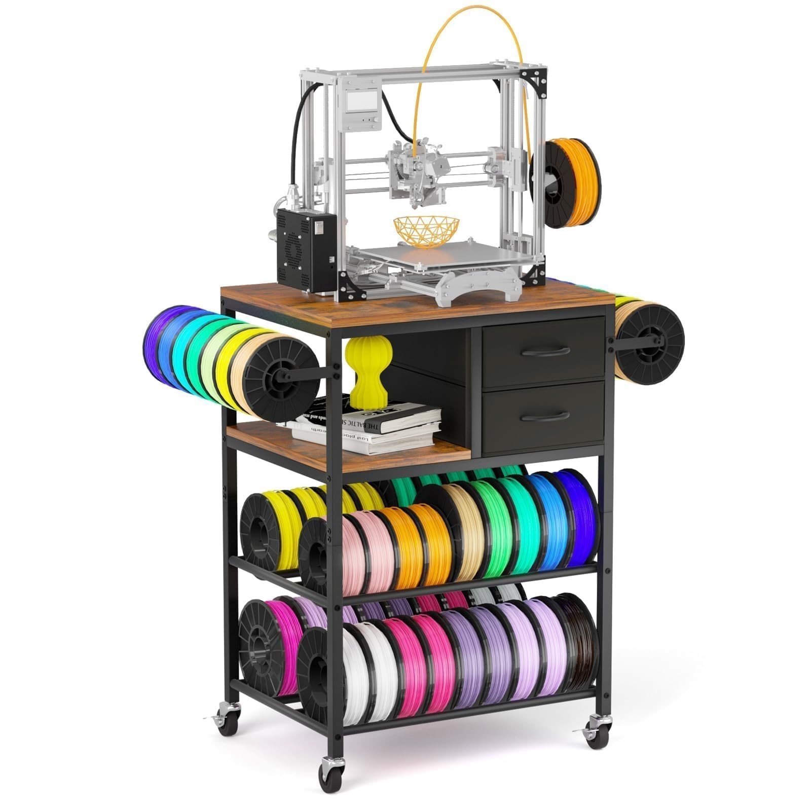 3D Printer Stand with Filaments Storage, Rolling 3D Printer Table Filament St...