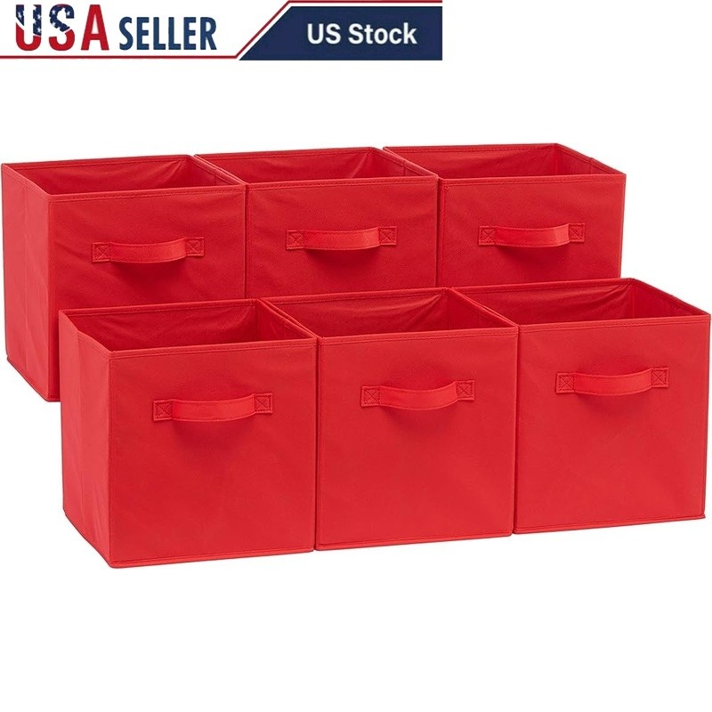 Lightweight Collapsible Fabric Storage Cubes W/ Handles Organizing New