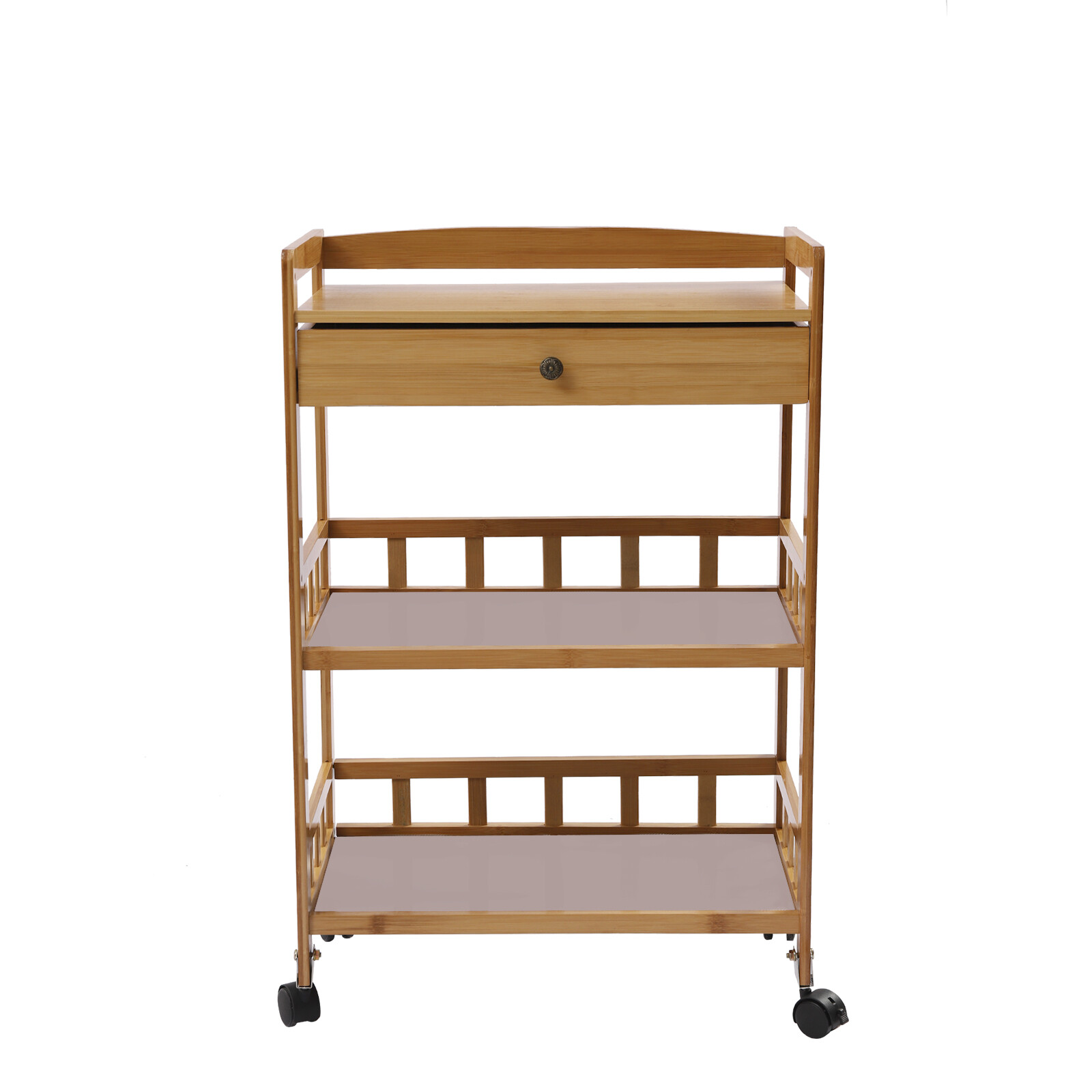 Rolling Bamboo Kitchen Cart Multi Purpose Serving Cart Storage 3 Tiers Standing