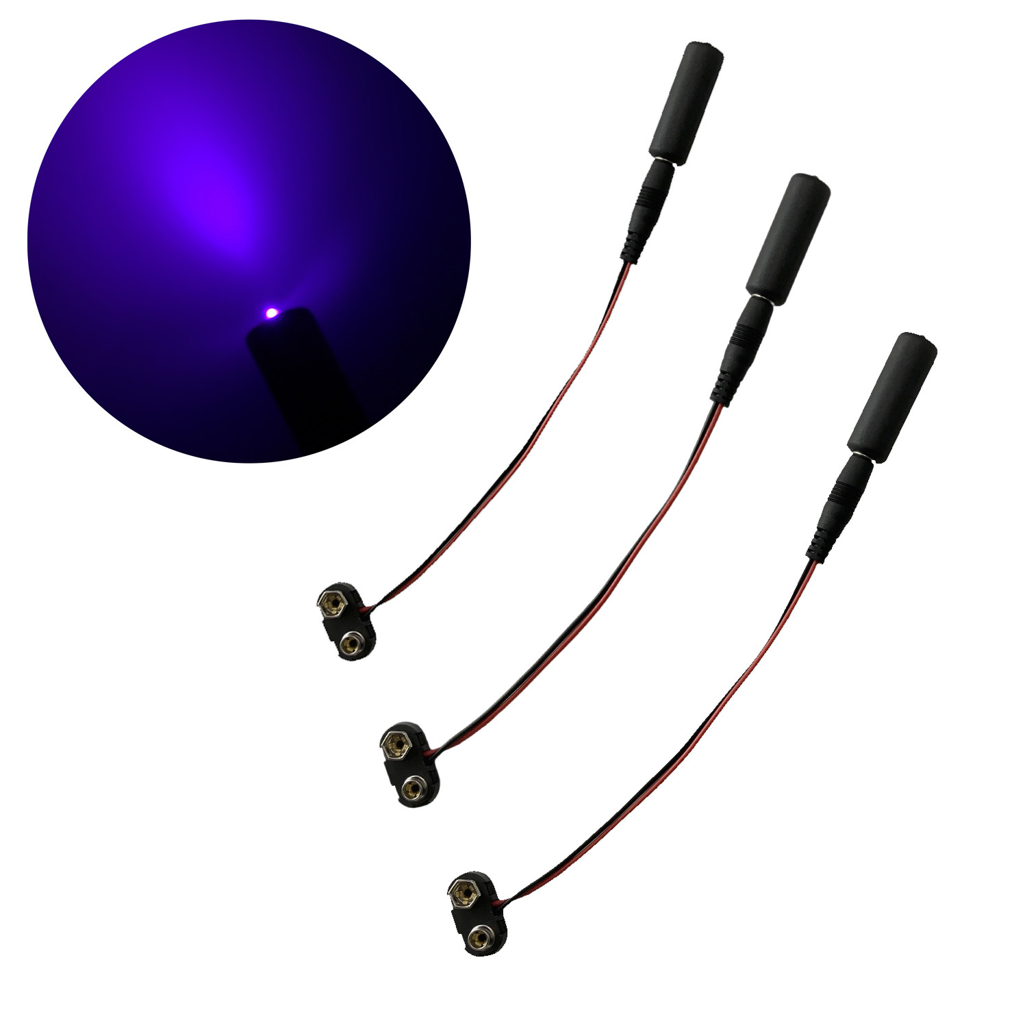 3 pack LED blacklight  9V 405nm violet light for fluorescent paint props MELBL3P