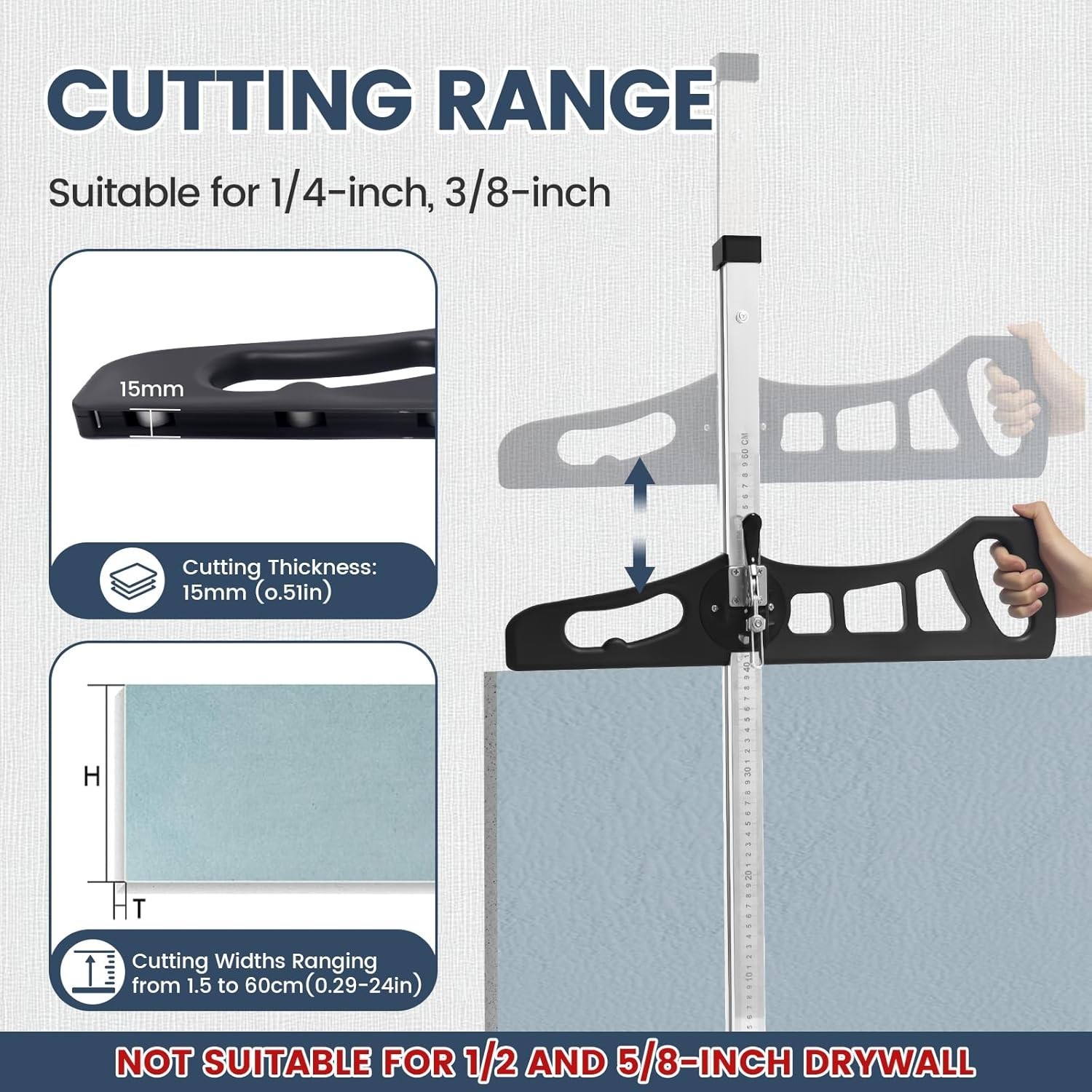 Versatile Hand-Powered Drywall Cutter for Precise Cuts - 3/8 & 1/4" Compatible
