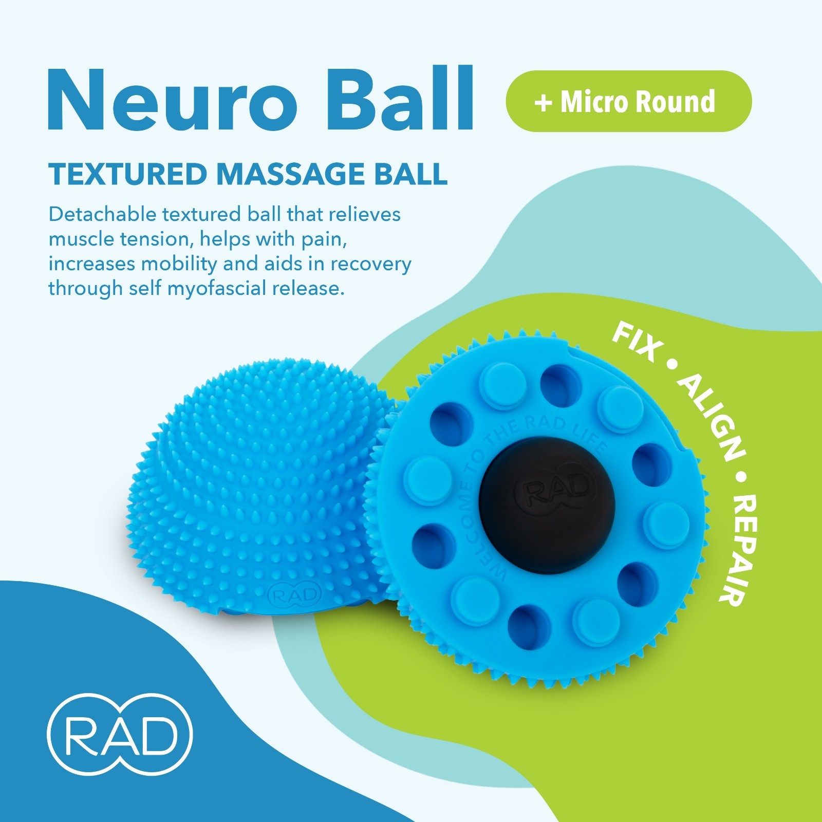 RAD Neuro Ball – Foot Roller & Textured Massage Ball for Myofascial Release NEW