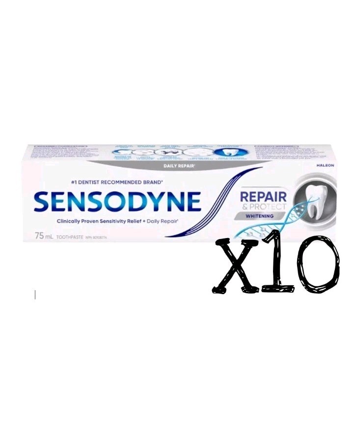 10× 75ml Sensodyne  WHITENING Repair Protect Daily Repair Toothpaste Novamin