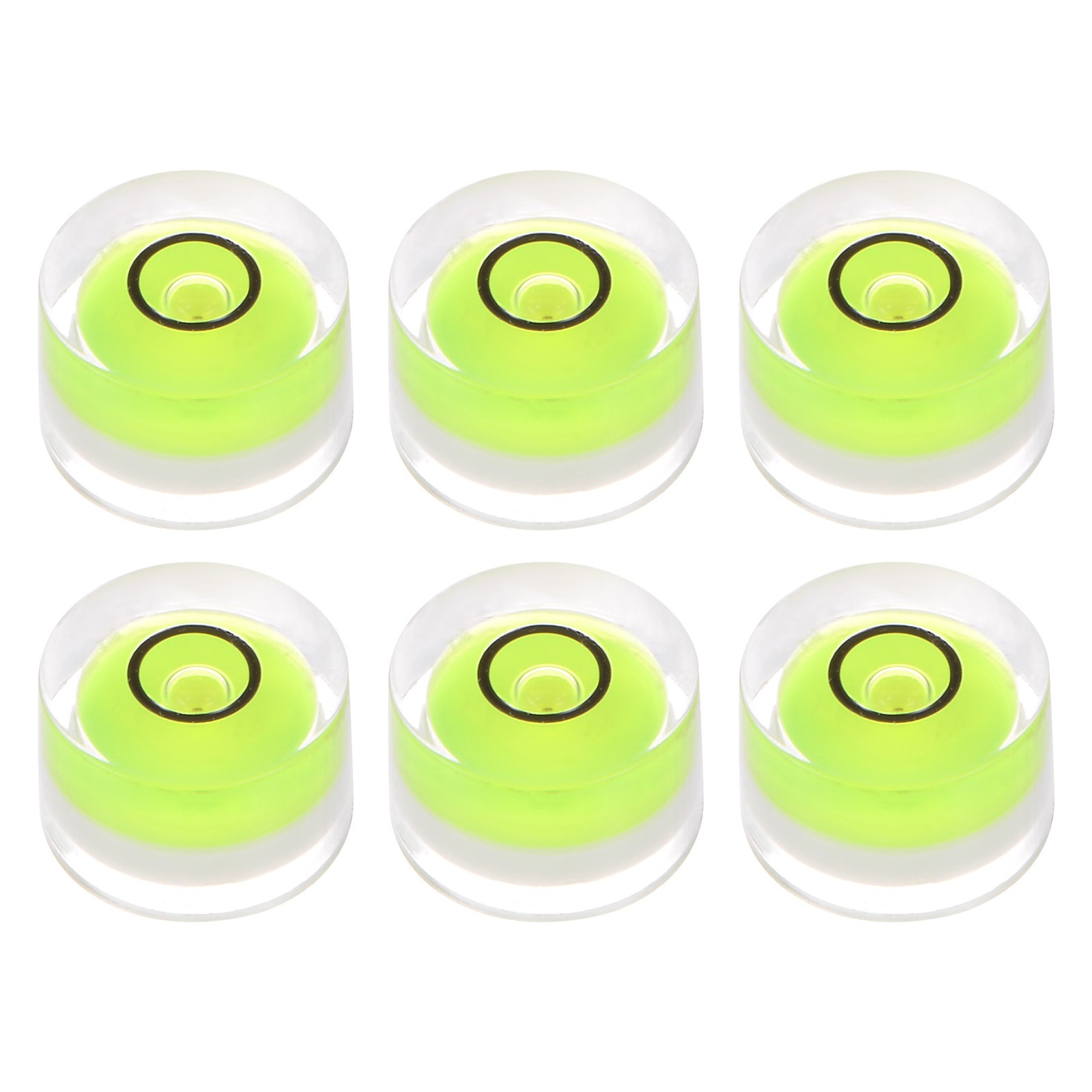 6pcs Round Bubble Level 12x7.5mm Mini Circular Bullseye Spirit Levels, Green