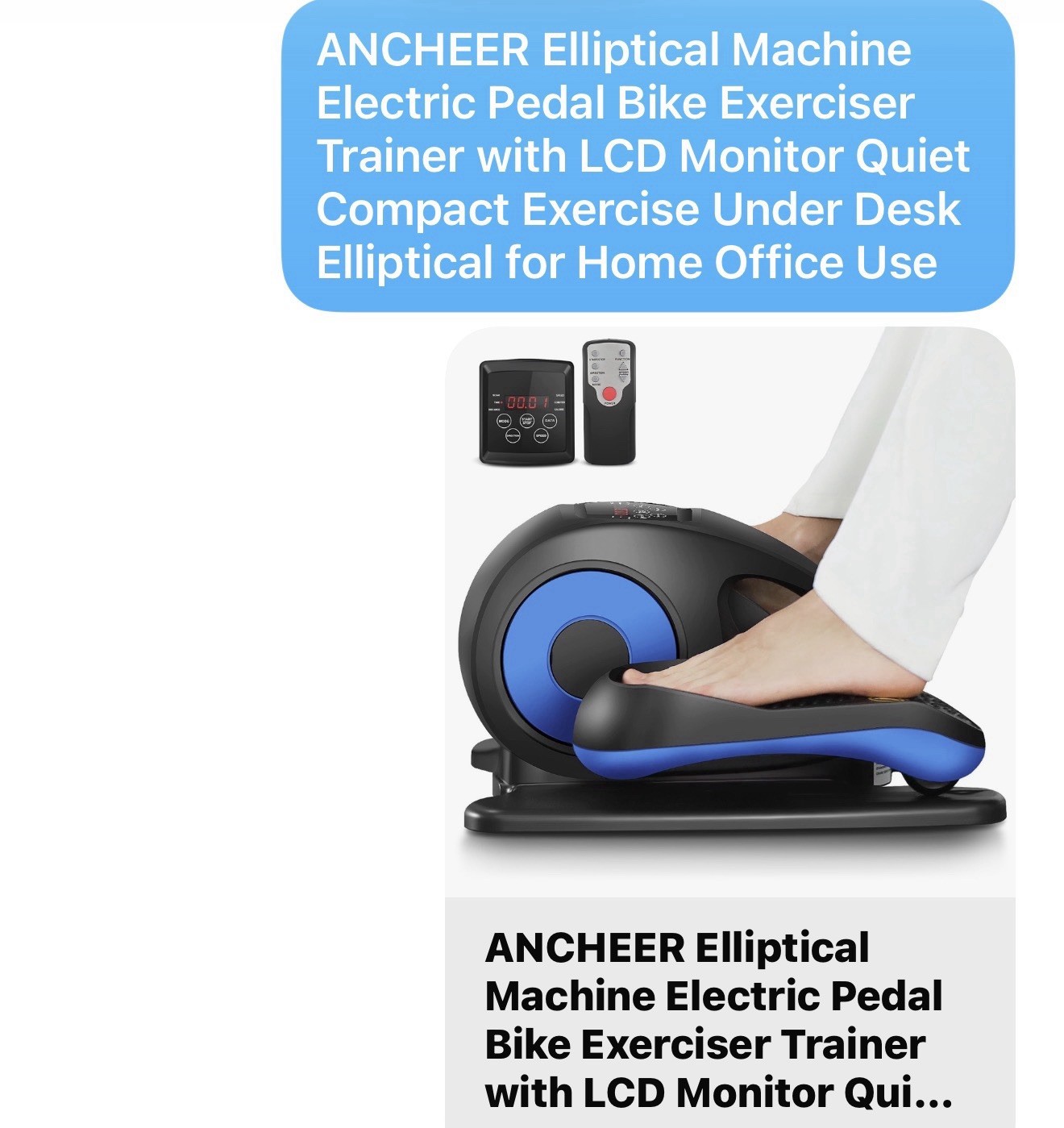 ANCHEER Electric Elliptical Under Desk Leg Exerciser