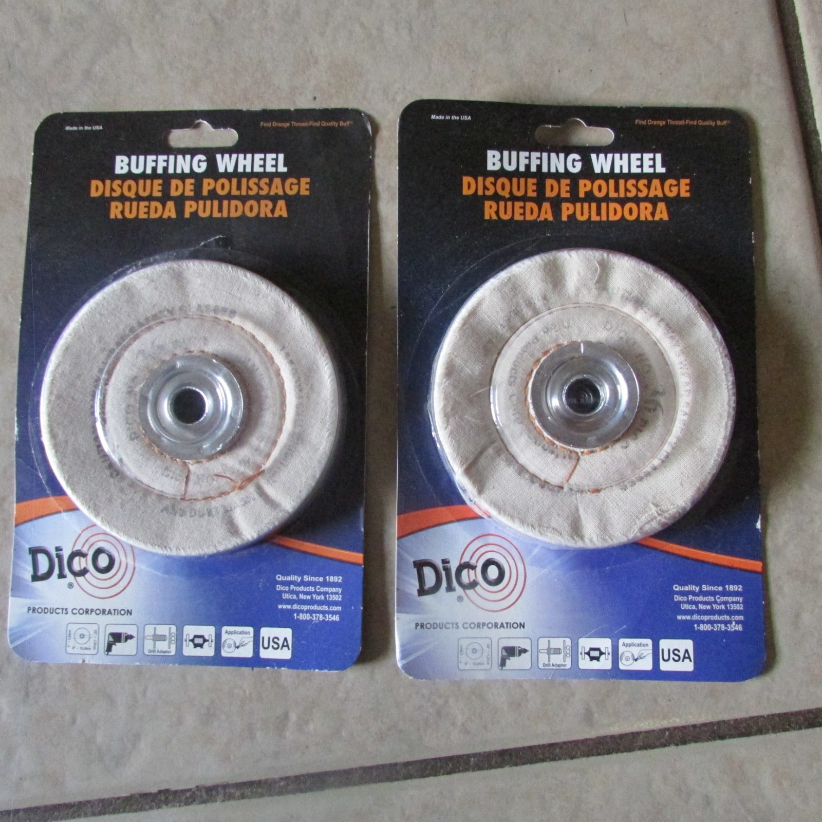 2 Dico Buffing Wheels for Metal/Plastics Etc - 4" Medium - 1/2" Arbor -USA (5 B)