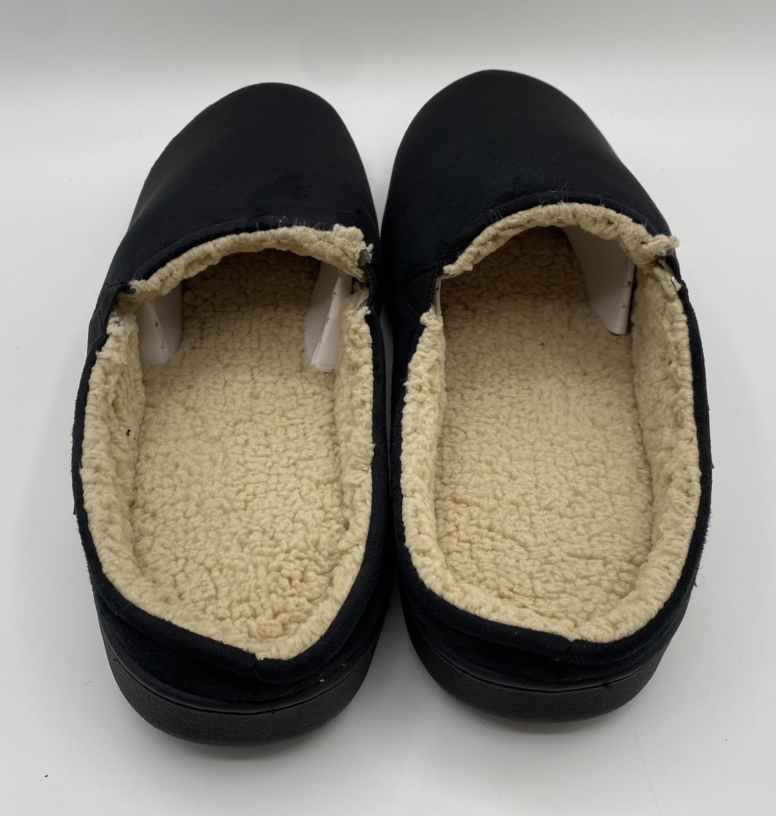 Isotoner Men's Microsuede Hoodback Slipper Black Memory Foam Size XXL 13-14