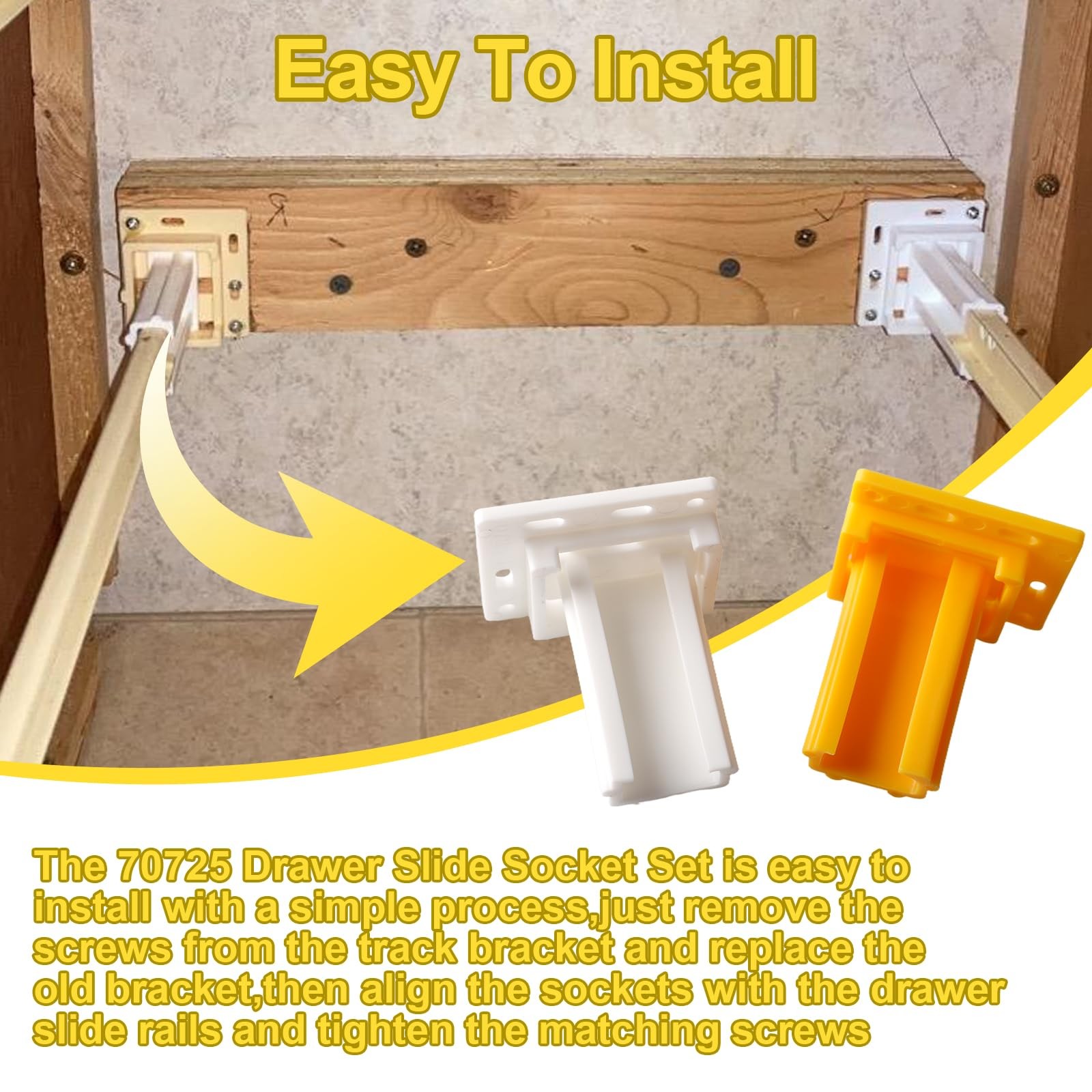 70725 Drawer Slide Socket Set - Small C Shape Slide Bracket Channel Replaceme...